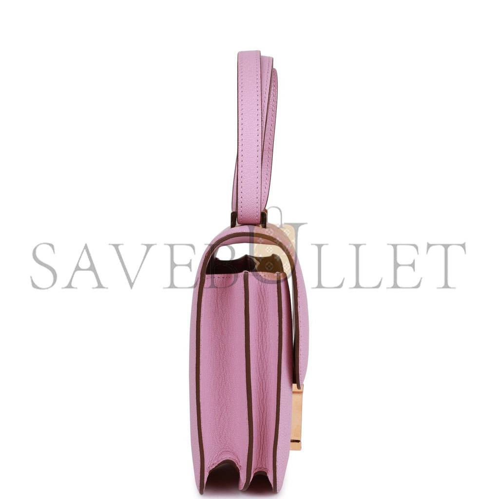 H**mes constance 18 mauve sylvestre chevre rose gold hardware (18cm)
