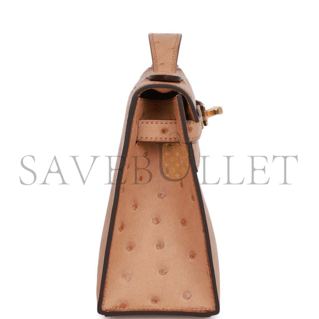 H**mes kelly pochette chai ostrich gold hardware (22*12*13cm)