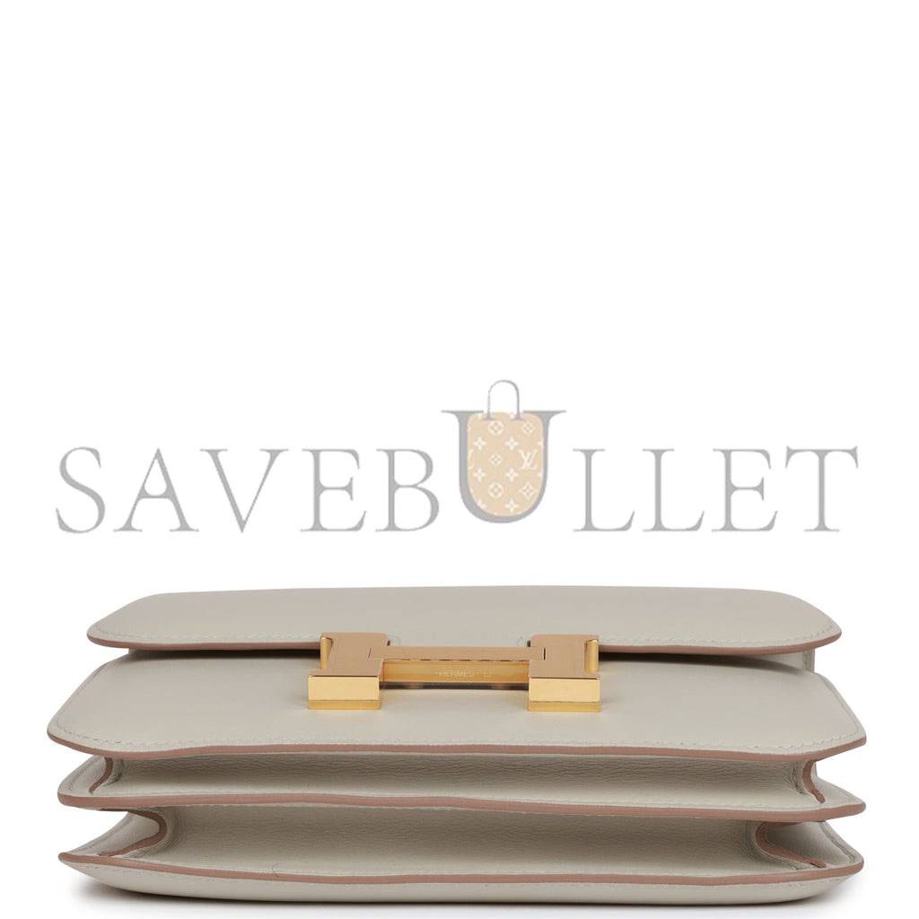H**mes constance 18 gris perle swift gold hardware (18cm)