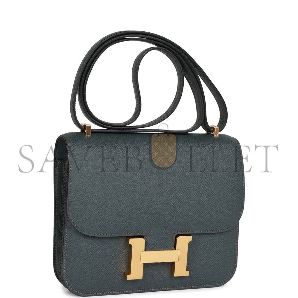 H**mes pre-loved H**mes constance 18 bleu orage epsom gold hardware (18*16*5cm)