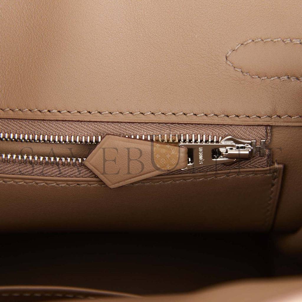 H**mes birkin 25 gris caillou grizzly and swift palladium hardware handmade (25cm)