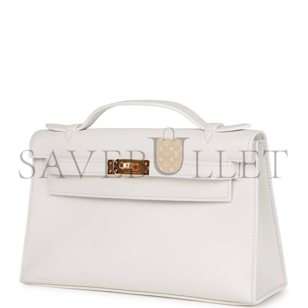 H**mes mini kelly pochette white swift gold hardware (22*14*7cm)