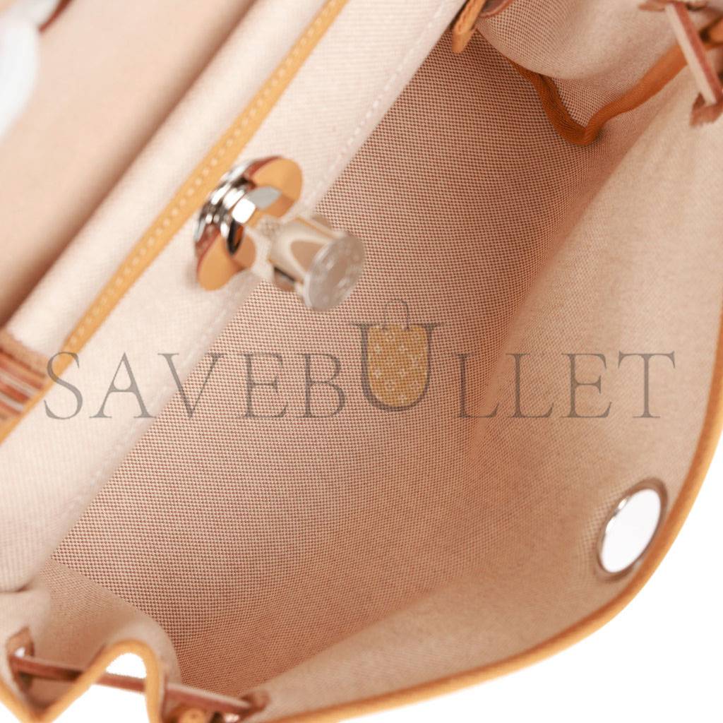 H**mes herbag zip pm 31 brides de gala toile h berline natural sable palladium hardware(30*27*11cm)