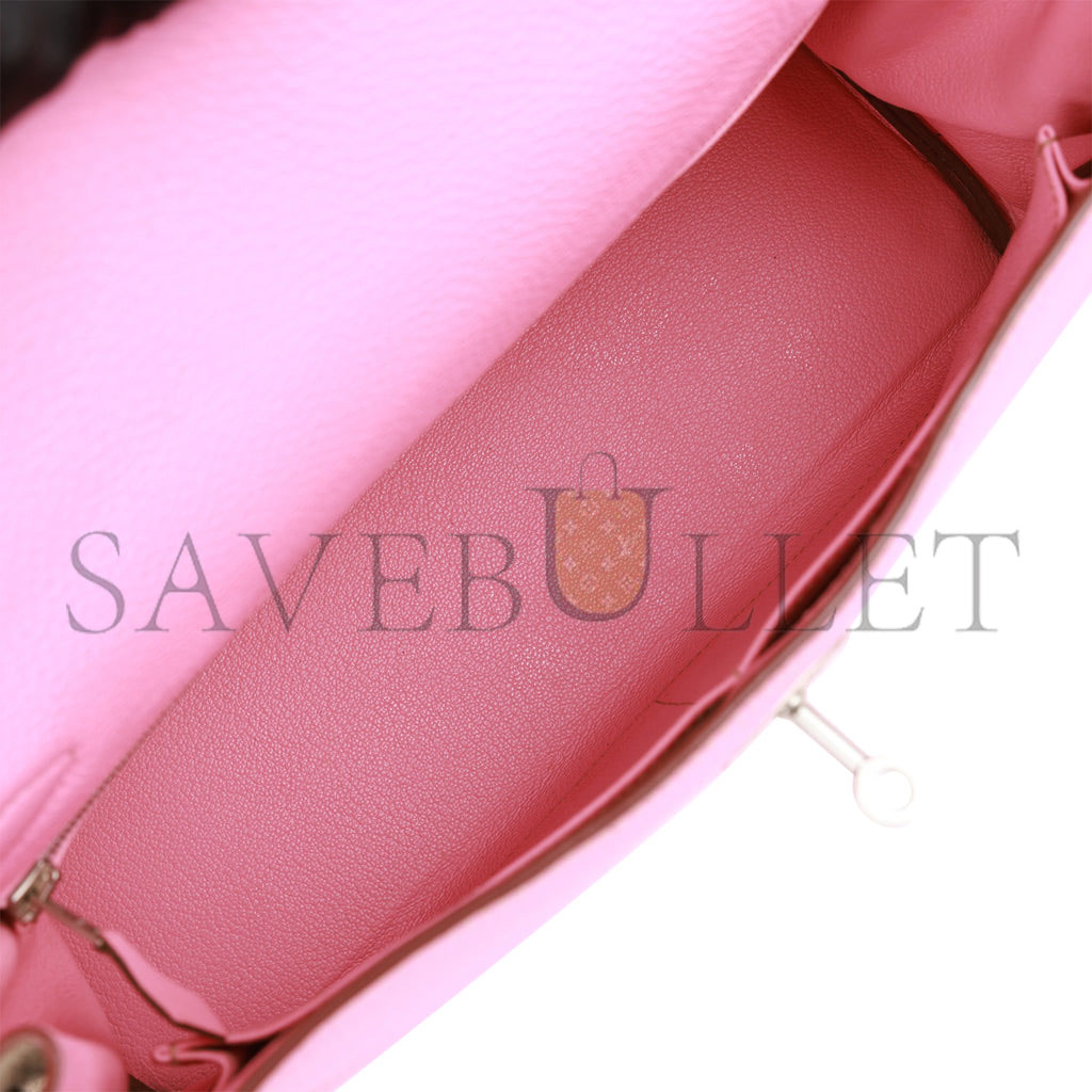 H**mes special order (hss) kelly retourne 32 bubblegum and gris tourterelle clemence brushed palladium hardware (32*23*10.5cm)