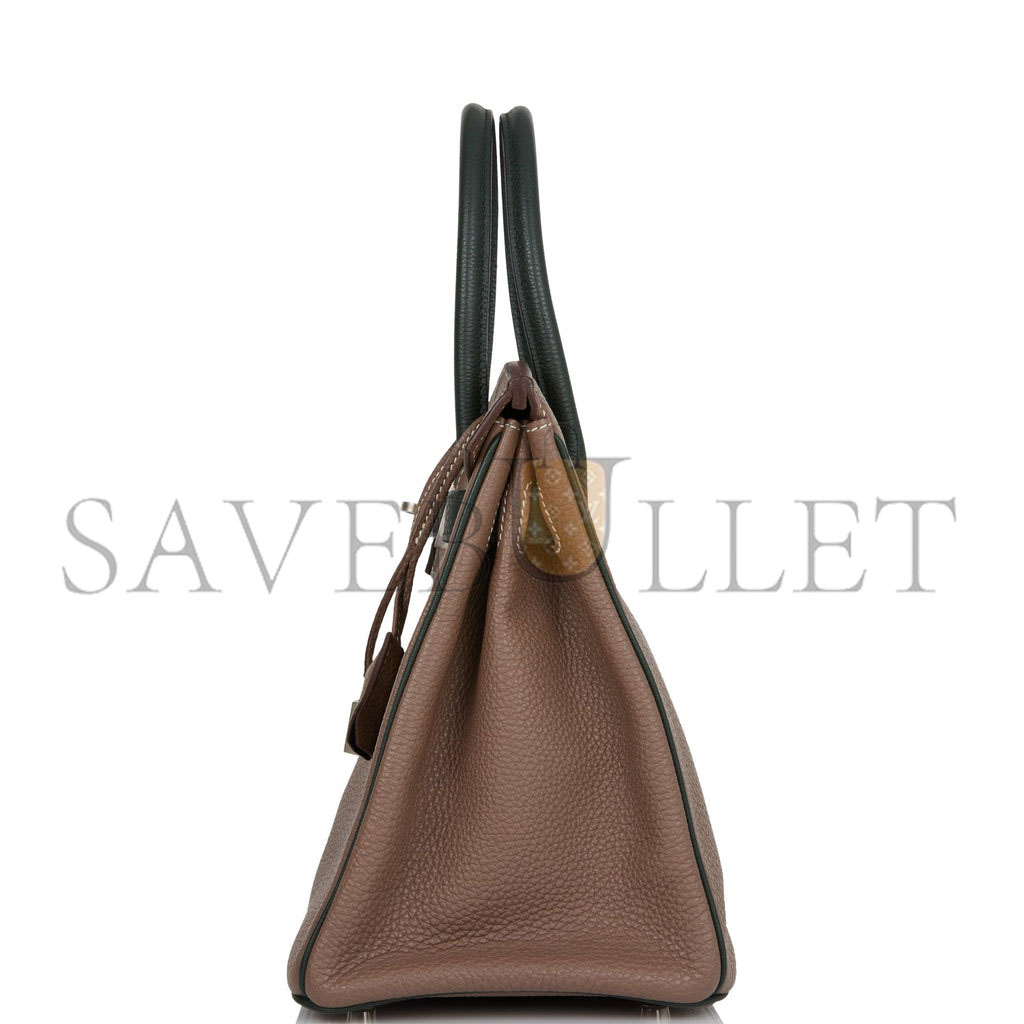 H**mes special order (hss) birkin 30 etoupe and vert fonce togo brushed palladium hardware ( 30cm*22*16cm)
