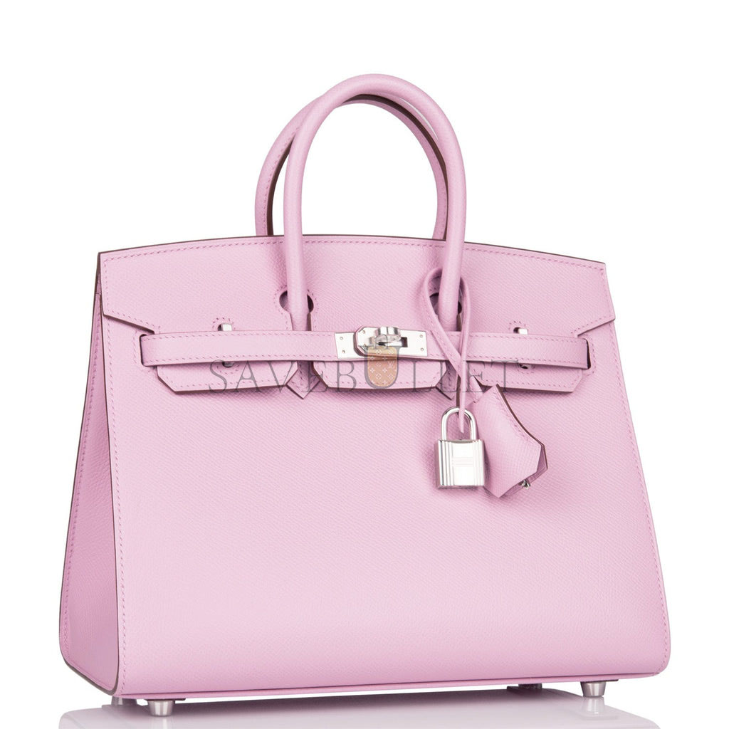 H**mes birkin sellier 25 mauve sylvestre epsom palladium hardware handmade (25cm)