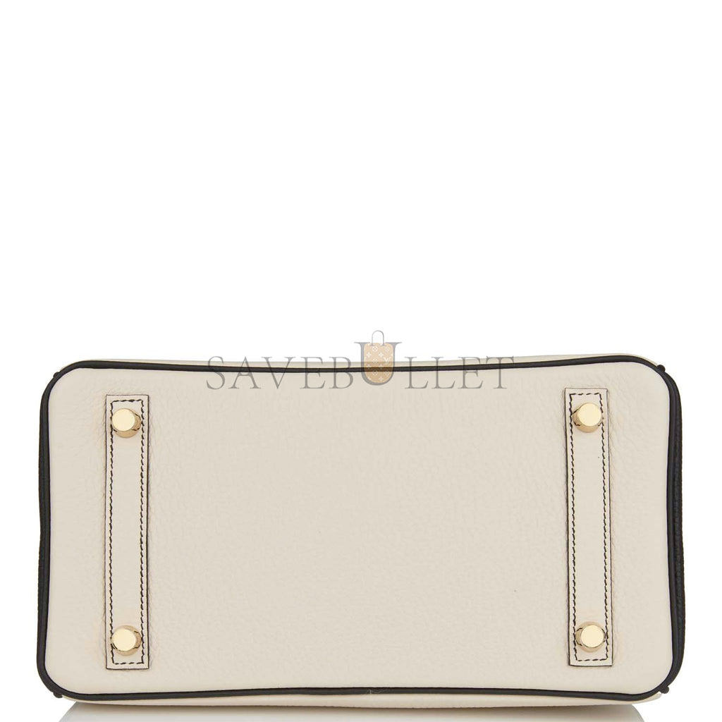 H**mes special order (hss) birkin 25 craie and black togo brushed gold hardware handmade (25cm)