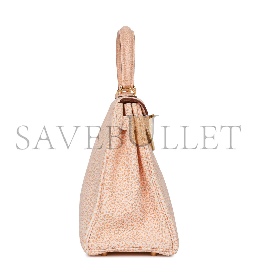 H**mes vintage H**mes kelly retourne 28 orange dalmatian buffalo gold hardware(28*22*10cm)