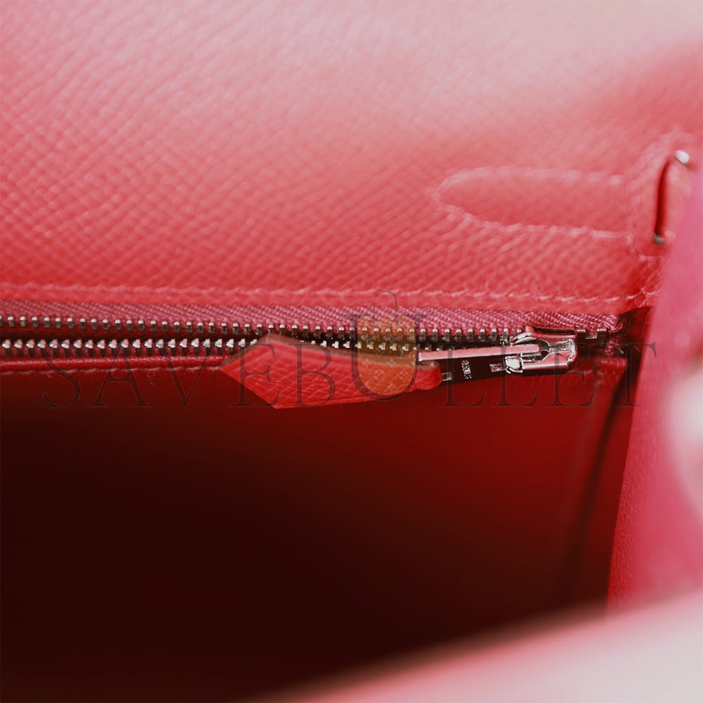 H**mes kelly sellier 25 rouge de coeur verso epsom palladium hardware (25*17*7cm