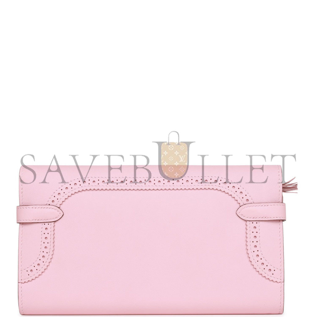 H**mes ghillies kelly wallet rose sakura swift palladium hardware (20cm)