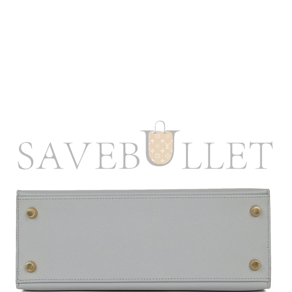 H**mes special order (hss) kelly sellier 25 bleu glacier verso epsom permabrass hardware handmade (25*17*7cm)