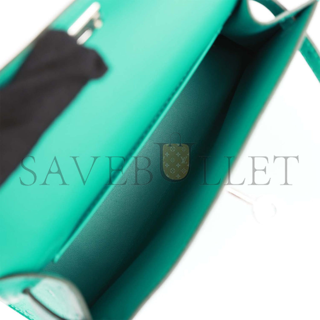 H**mes mini kelly sellier 20 vert verone ostrich palladium hardware(19*12*5.5cm)