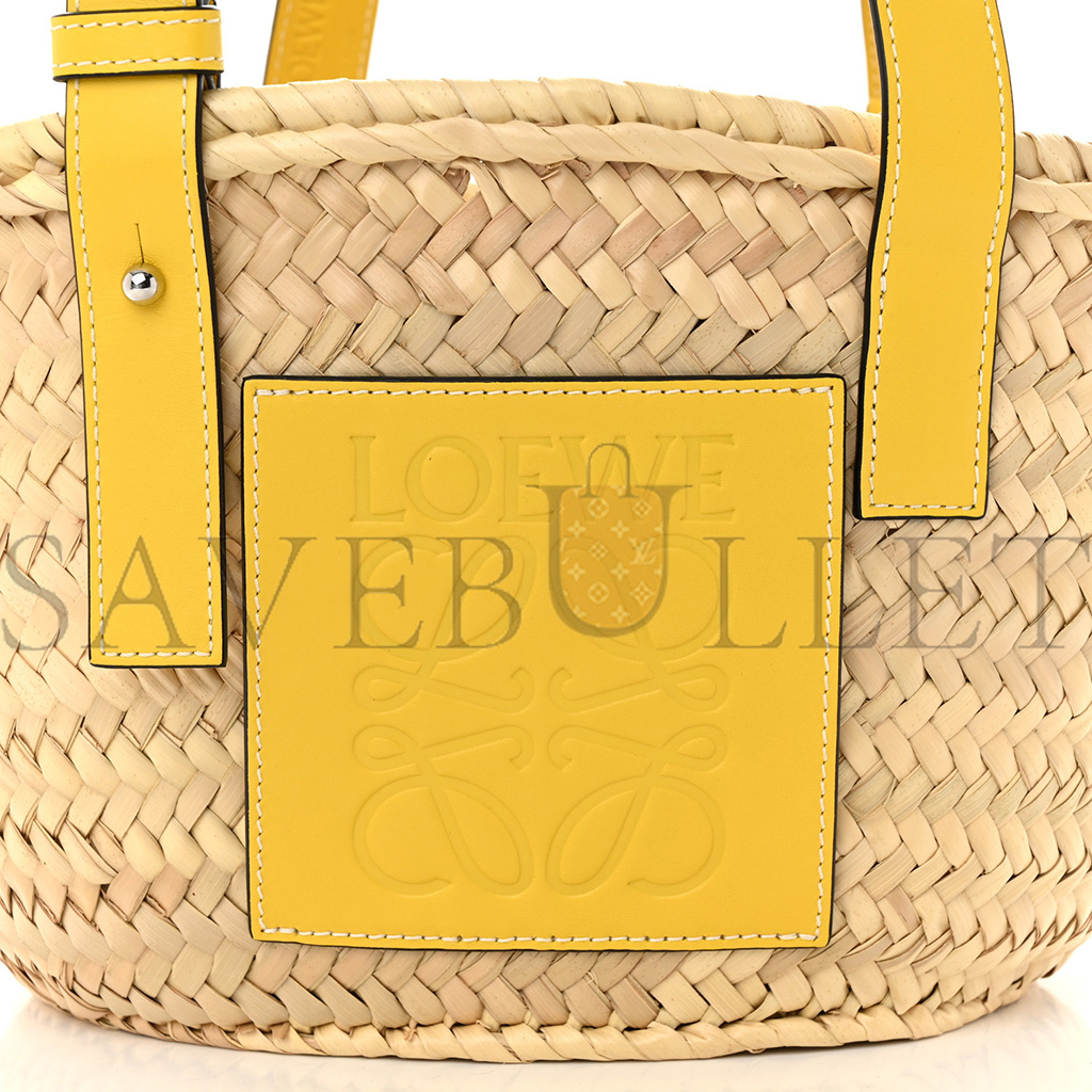 l*ew* raffia small basket tote bag natural yellow (21*18*13cm)