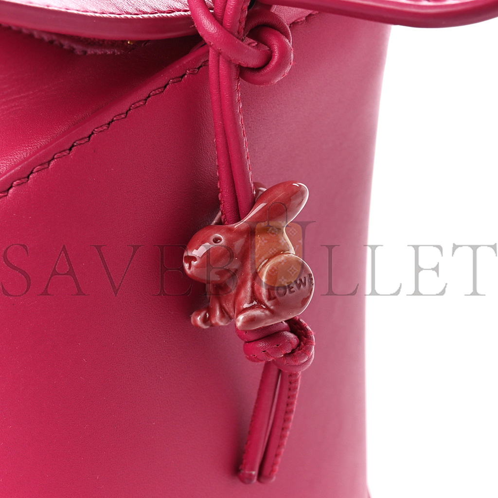 L0ew* satin calfskin monochrome small puzzle edge bag ruby red glaze (24*16.5*10.5cm)
