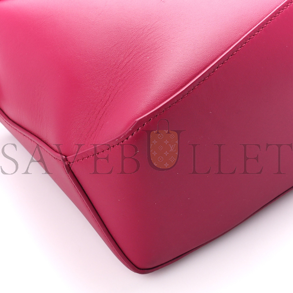 L0ew* satin calfskin monochrome small puzzle edge bag ruby red glaze (24*16.5*10.5cm)
