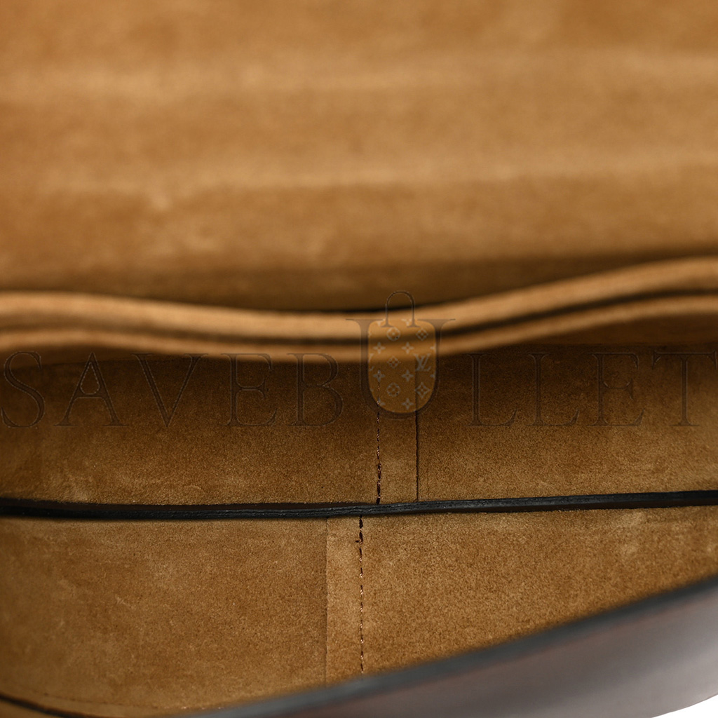 l*ew* calfskin jacquard mini gate dual bag chocolate (20*13*10cm)