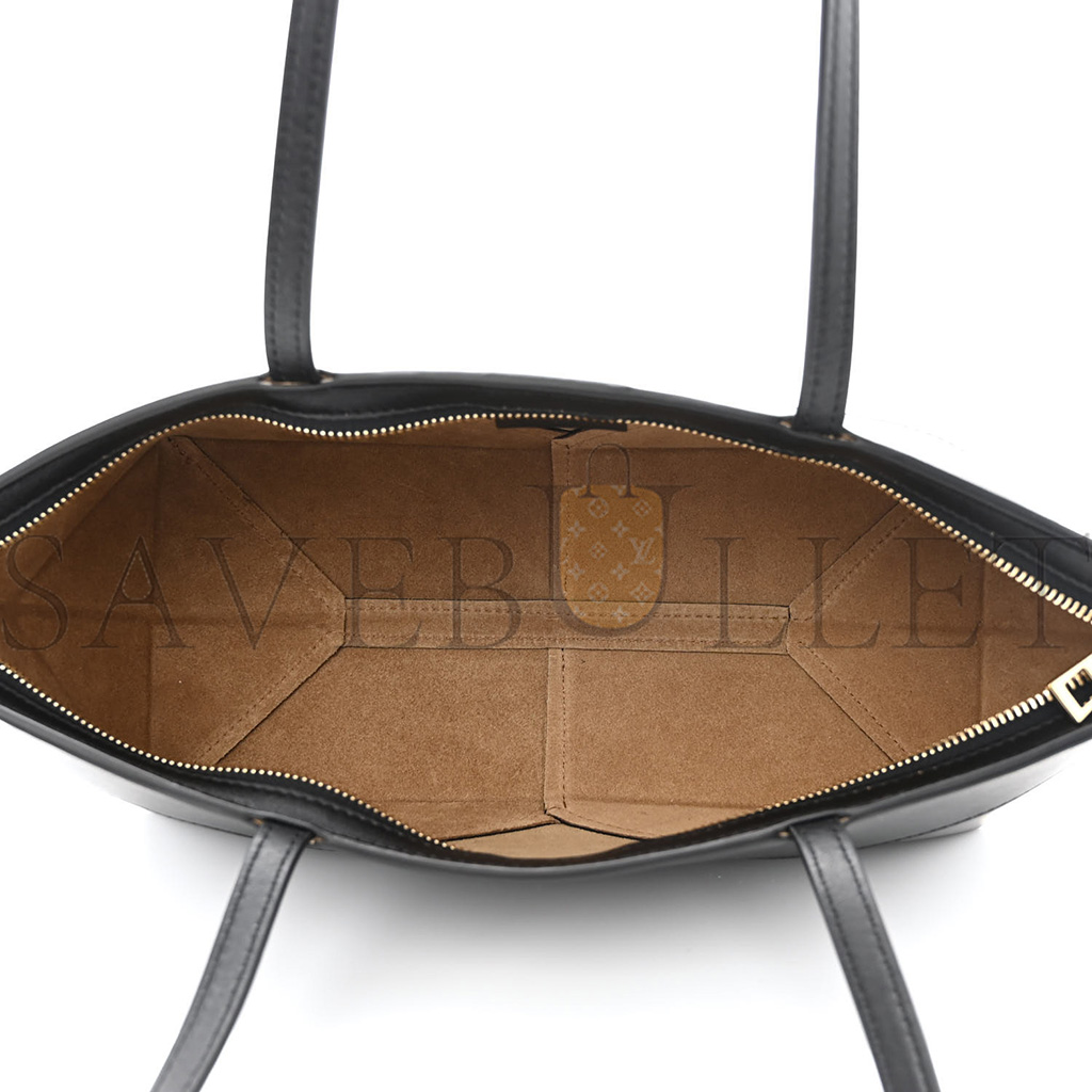 l*ew* shiny calfskin mini cropped puzzle fold tote black (28*13*13cm)