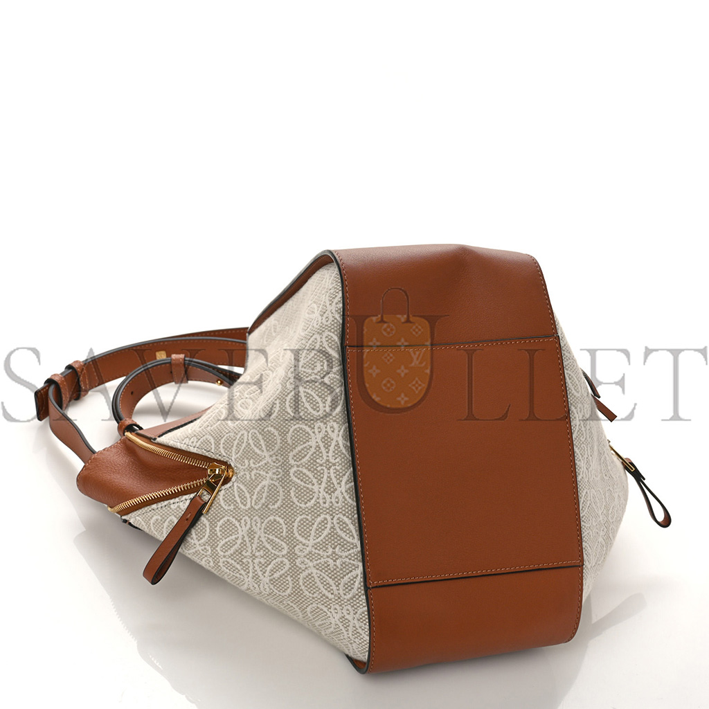 l*ew* calfskin canvas anagram small hammock shoulder bag ecru tan (30*25*13.5cm)