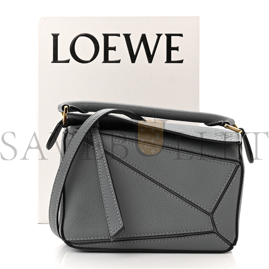 l*ew* calfskin mini puzzle bag asphalt grey (18*12.5*8cm)