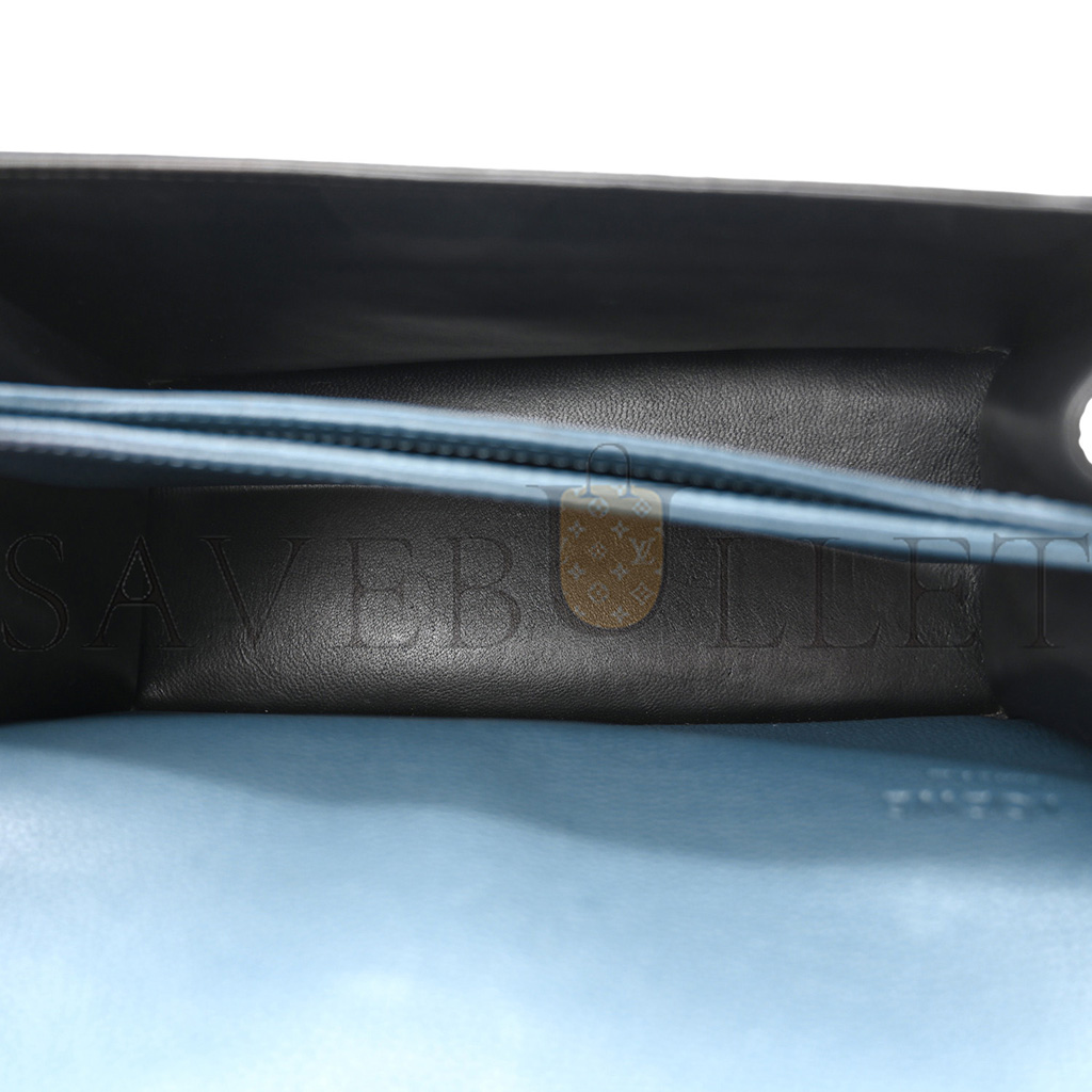 l*ew* grained calfskin medium barcelona shoulder bag indigo (23*15*8cm)