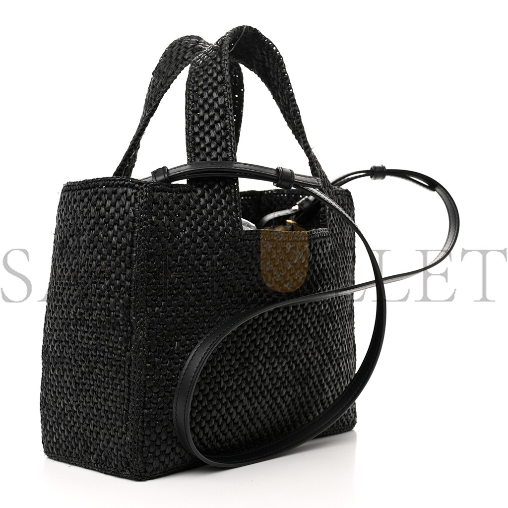 l*ew* raffia small paula ibiza logo tote black white (23*19*10cm)