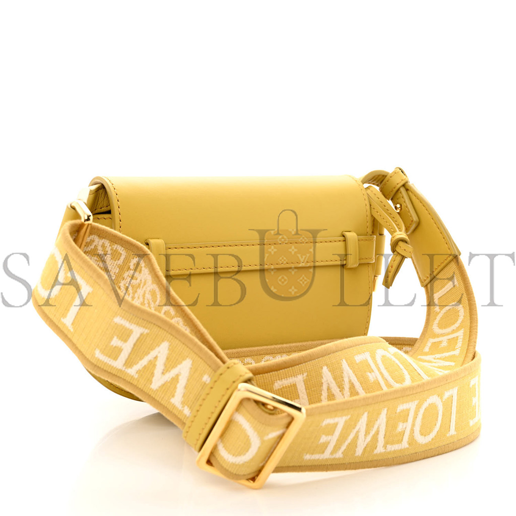 l*ew* calfskin jacquard mini gate dual bag dark yellow (19*14*9cm)