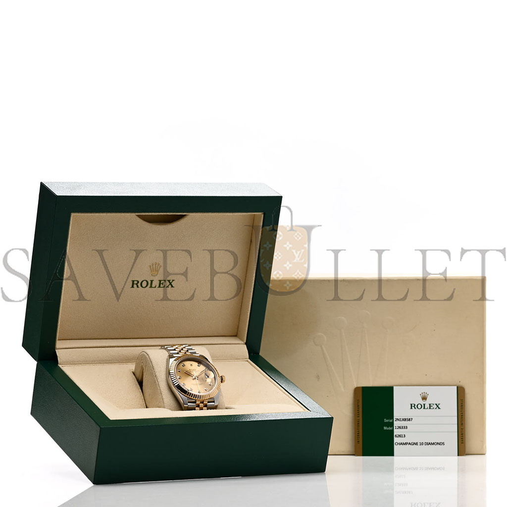 r*l*x stainless steel 18k yellow gold Di*m*nd 41mm oyster perpetual datejust watch champagne 126333