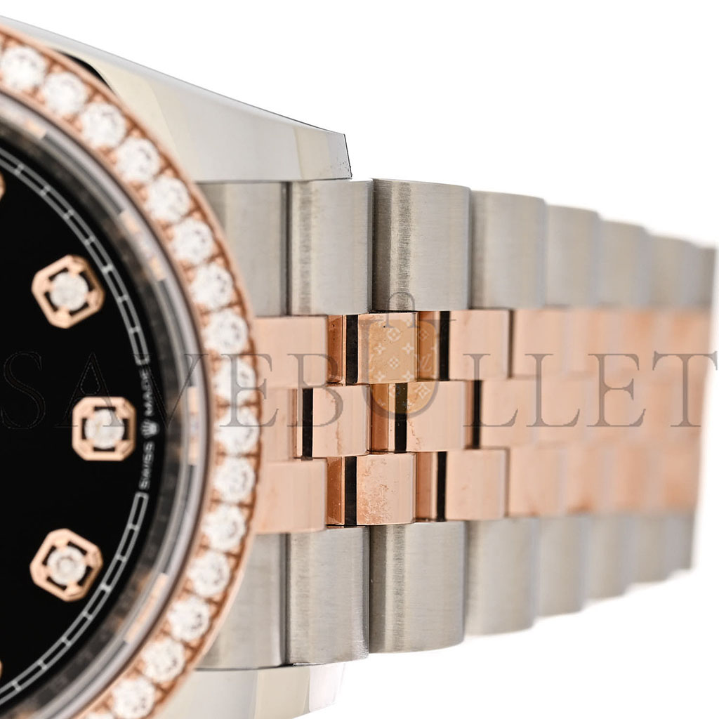 r*l*x stainless steel 18k everose gold Di*m*nd bezel 36mm oyster perpetual datejust watch black 126281rbr