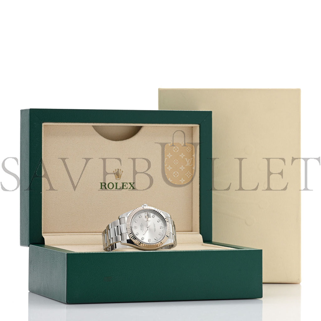 r*l*x stainless steel 18k white gold Di*m*nd 41mm oyster perpetual datejust watch silver 116334