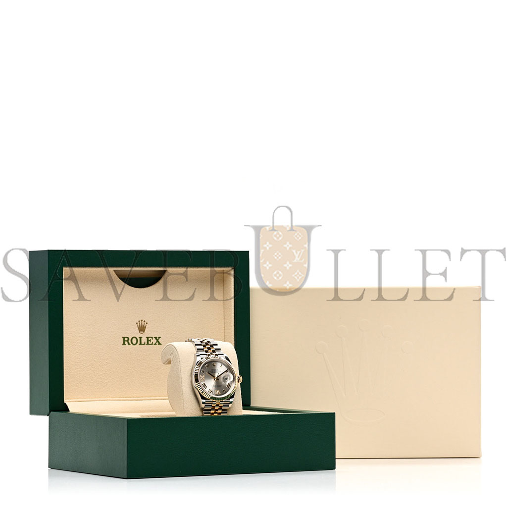 r*l*x stainless steel 18k yellow gold Di*m*nd 36mm oyster perpetual datejust watch silver roman 126233