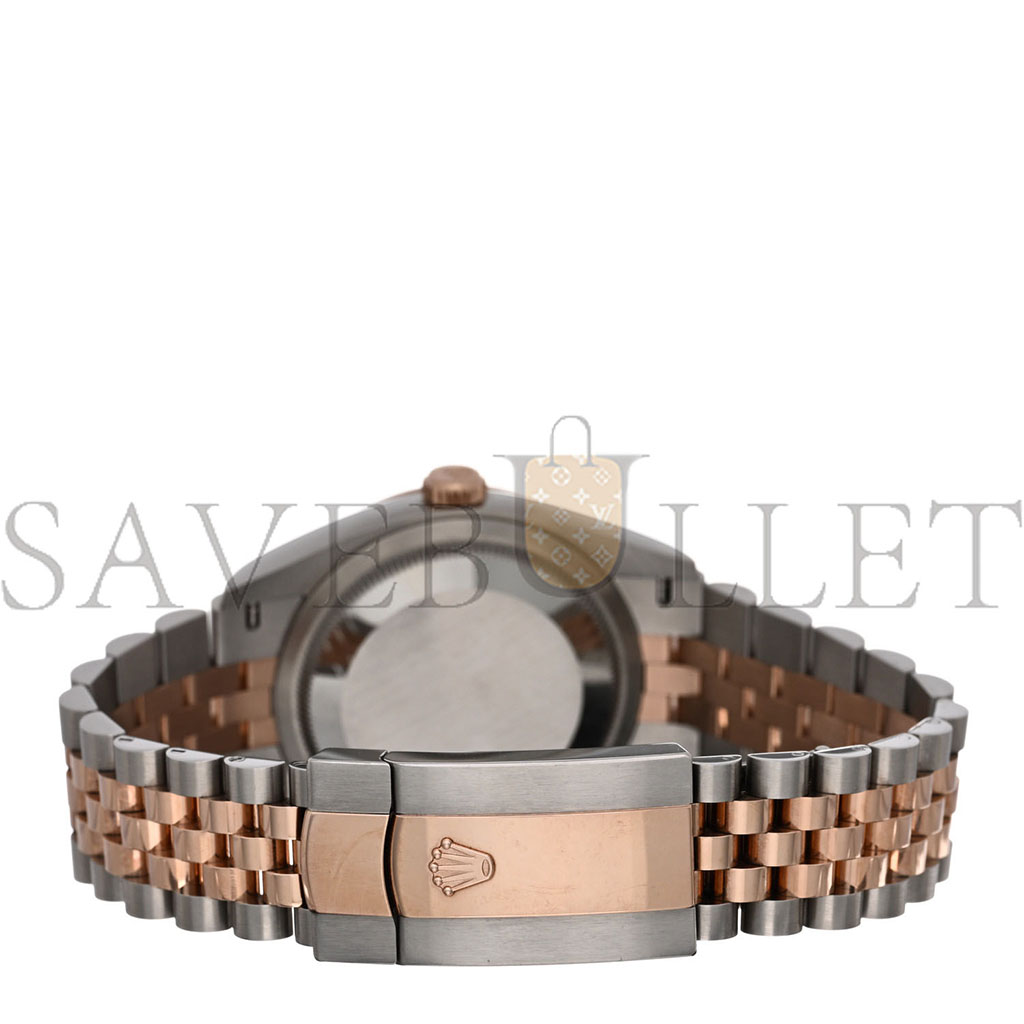 R*l*x stainless steel 18k everose gold 36mm oyster perpetual datejust watch silver fluted 126231