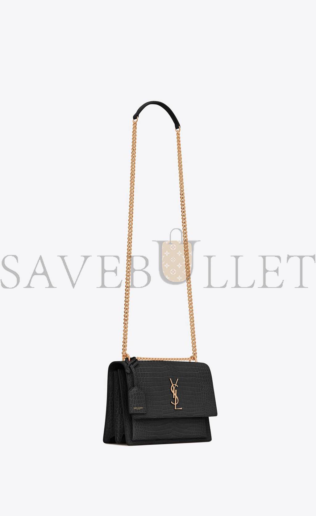 Y*L sunset medium chain bag in crocodile-embossed shiny leather 442906dnd0j1000 (22*16*6.5cm)