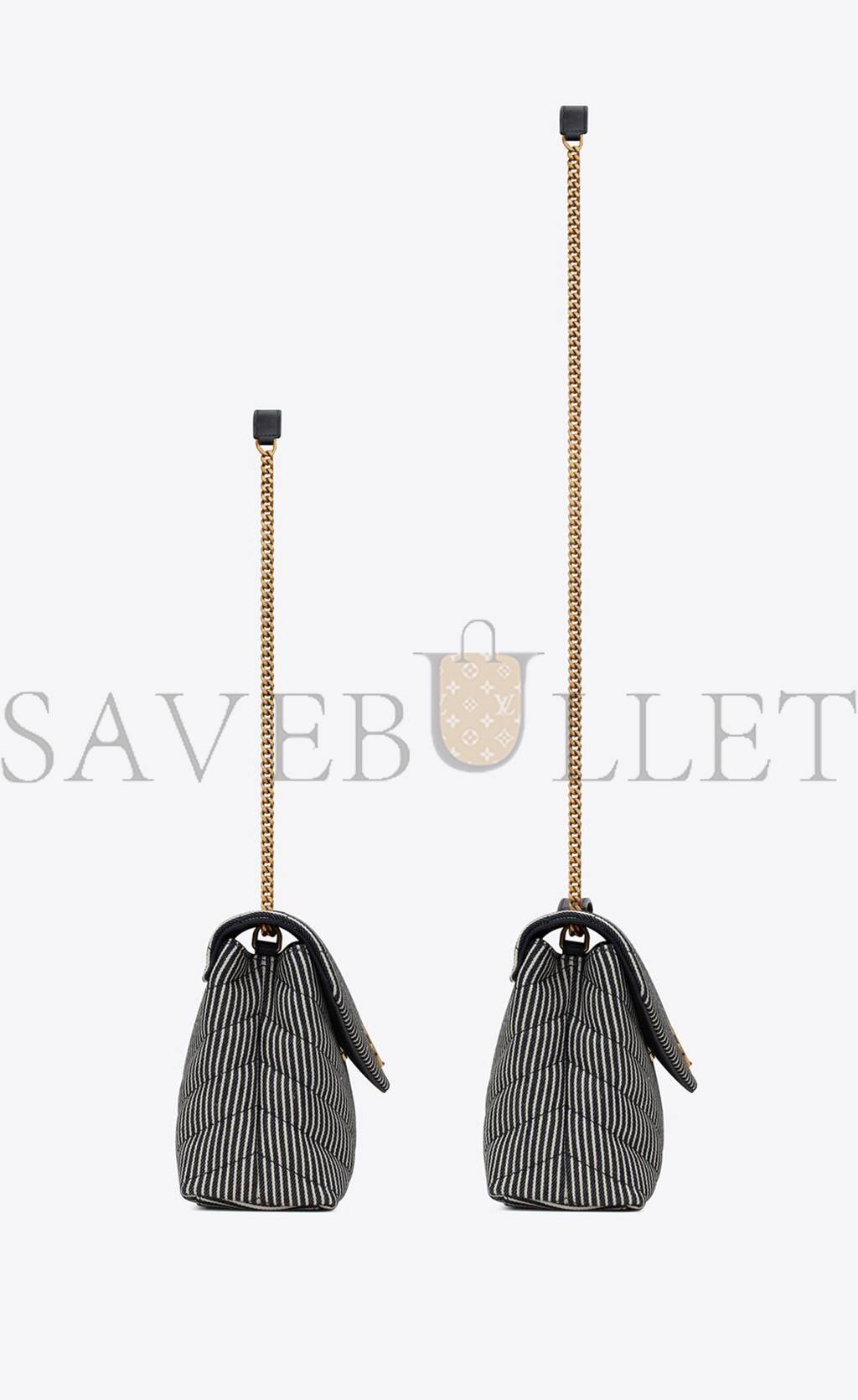 Y*L loulou small chain bag in quilted striped denim 494699faa7g4165 (23*17*9cm)