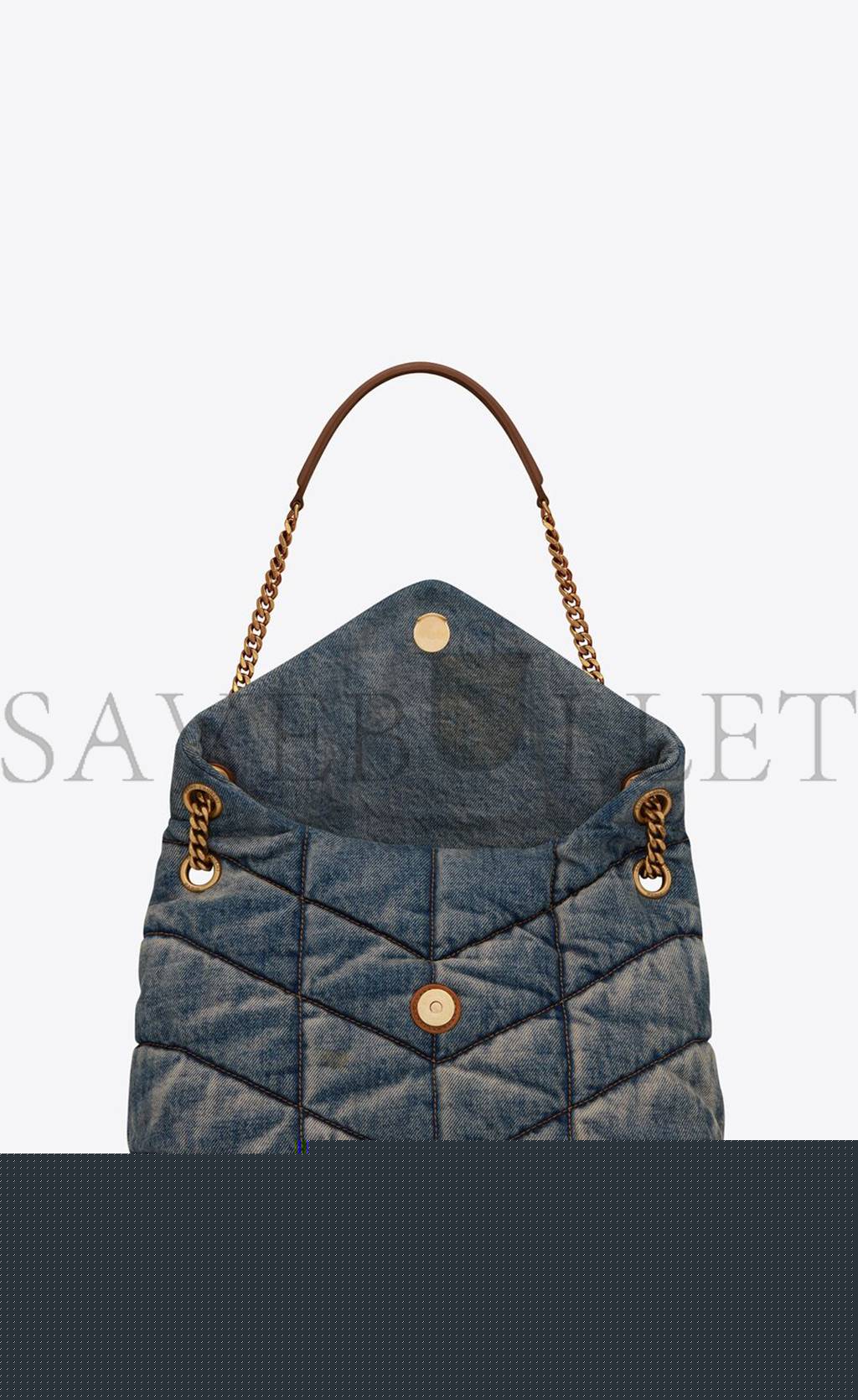 Y*L puffer medium chain bag in quilted vintage denim and suede 5774752pt674575 (35*23*13.5cm)