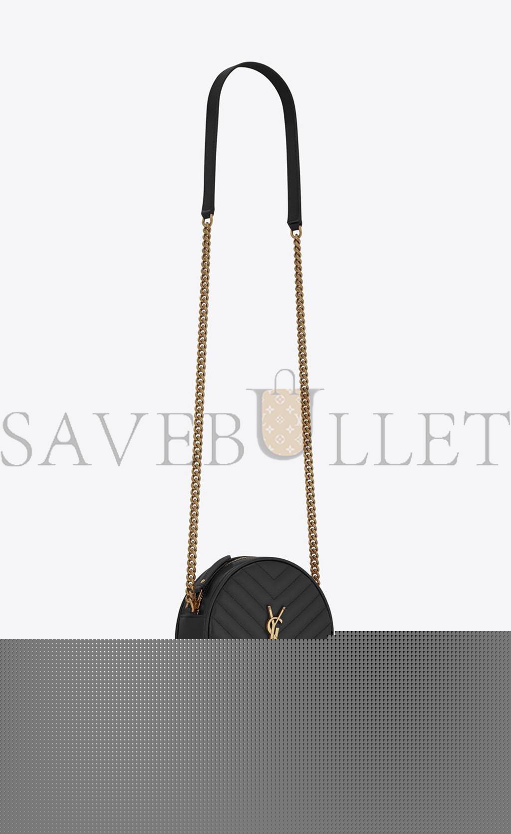 Y*L vinyle round camera bag in chevron-quilted grain de poudre embossed leather 6104361gf071000 (17*17*5.5cm)