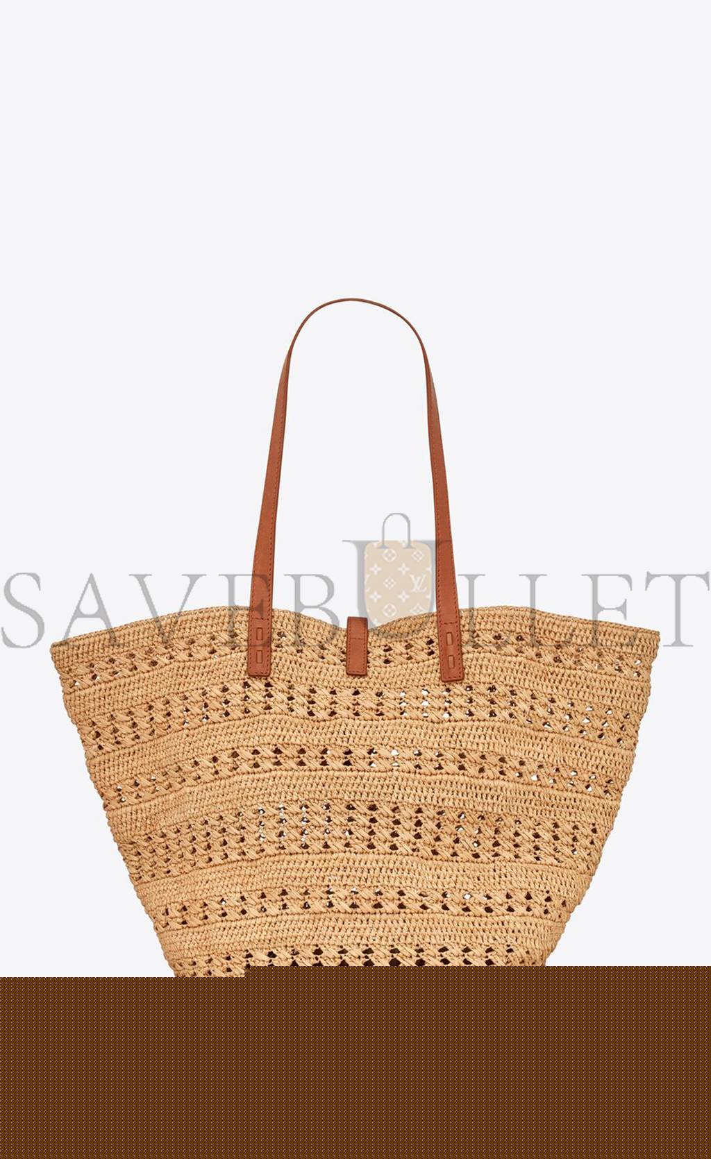 Y*L panier medium bag in crochet raffia and smooth leather 688221gaaac2080 (38*21*20cm)