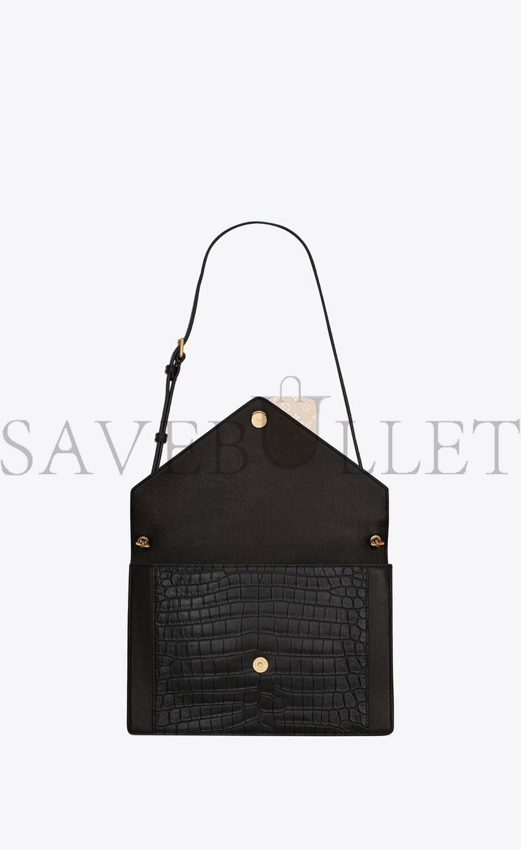 Y*L gaby satchel in crocodile-embossed lacquered leather and lambskin 695724dzeuw1000 (26*18*5cm)
