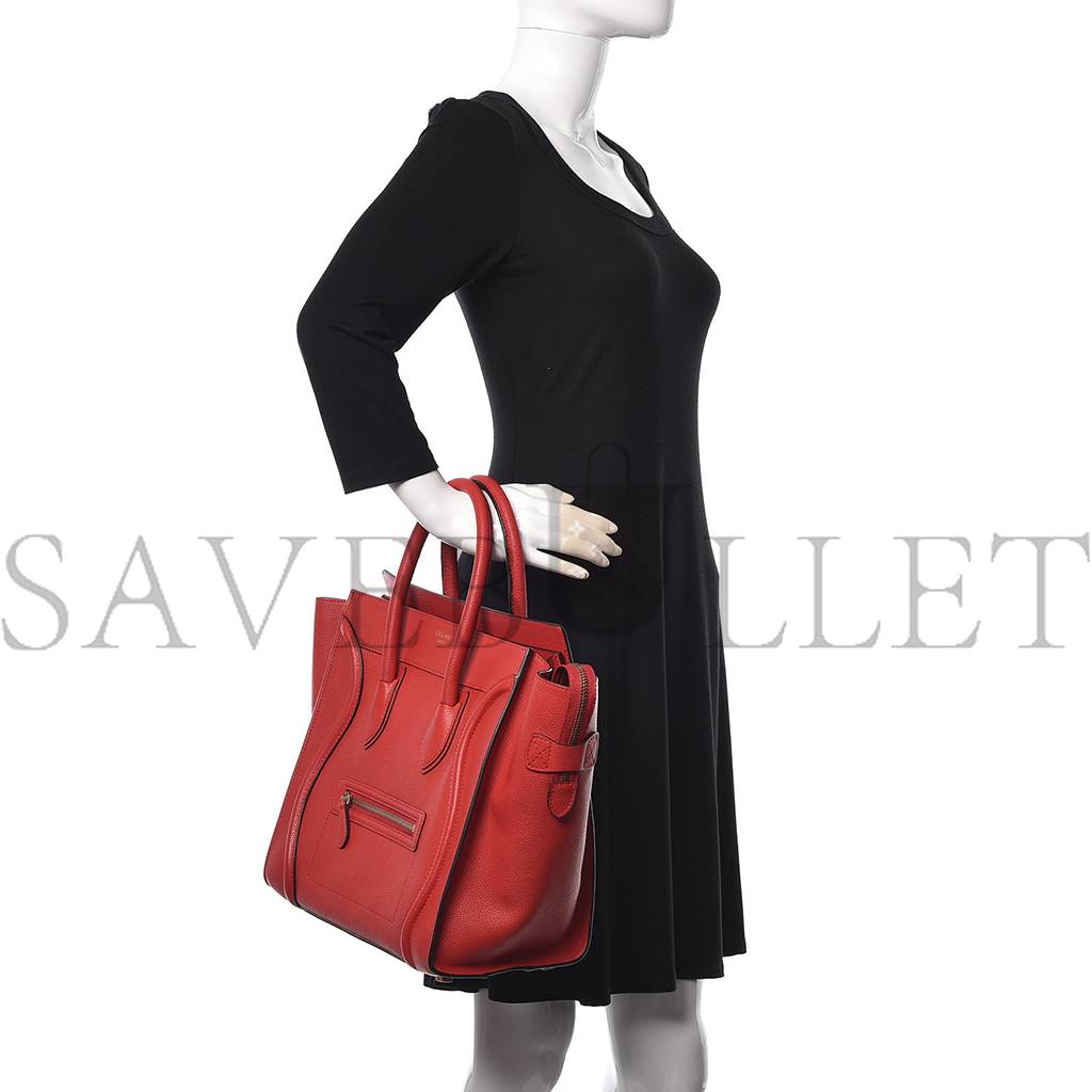 Ce**e drummed calfskin mini luggage coquelicot (32*30*18cm)