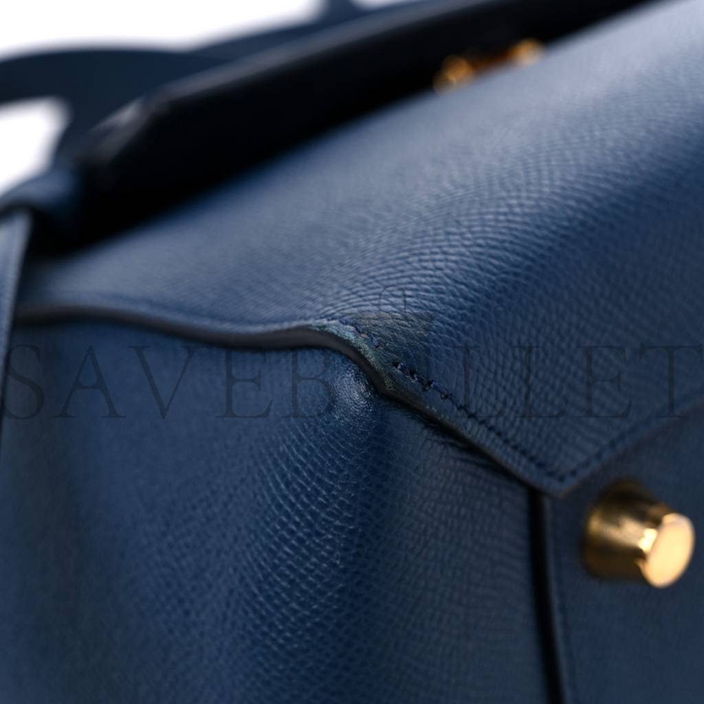 Ce**e grained calfskin mini belt bag deepsea (28*23*17cm)