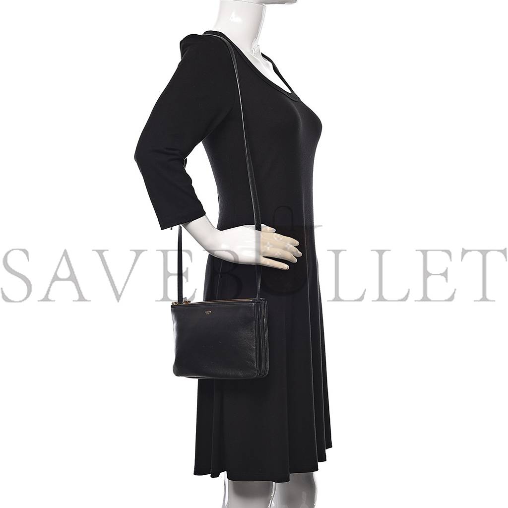 Ce**e lambskin small trio crossbody bag black (22*15*3cm)