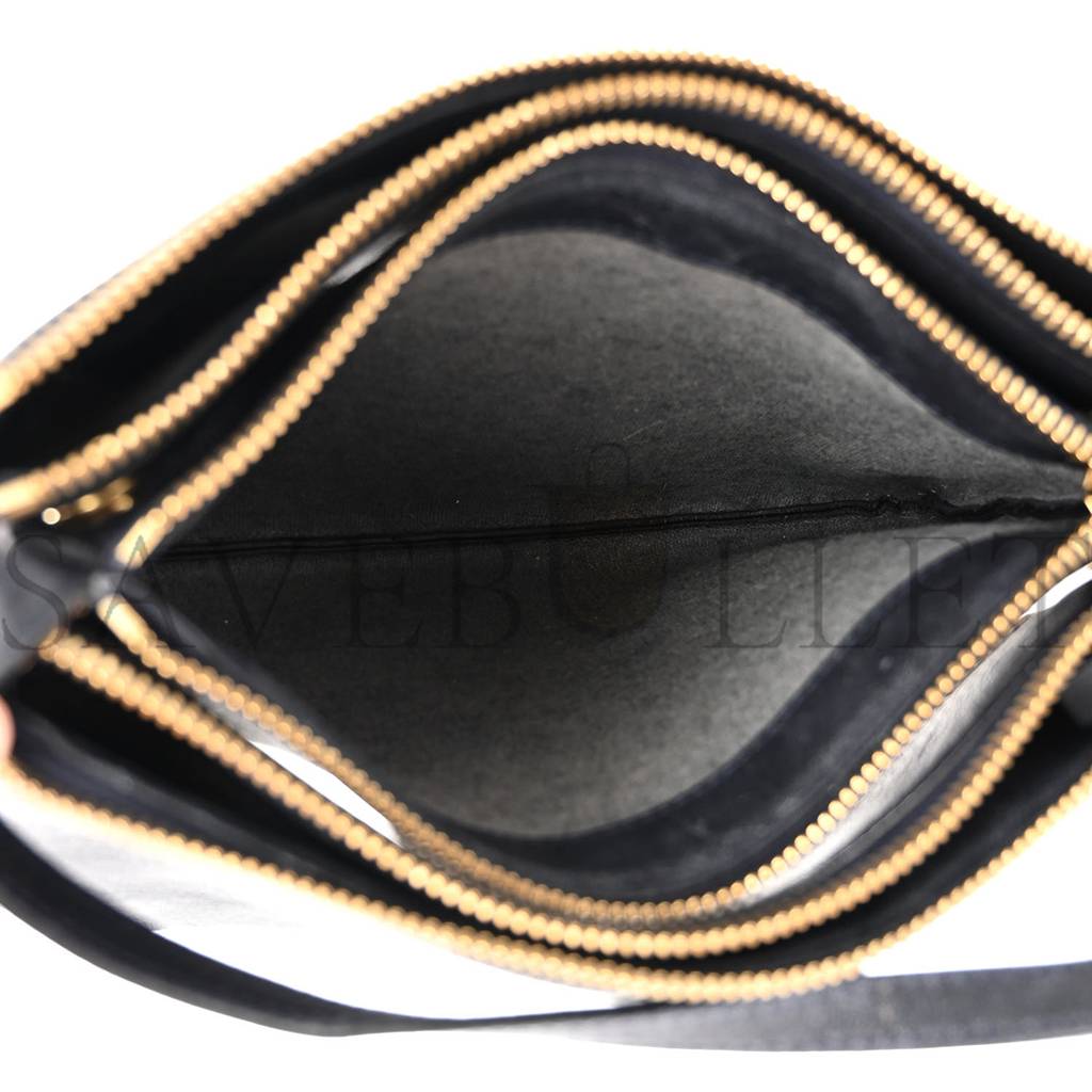 Ce**e lambskin small trio crossbody bag black (22*15*3cm)