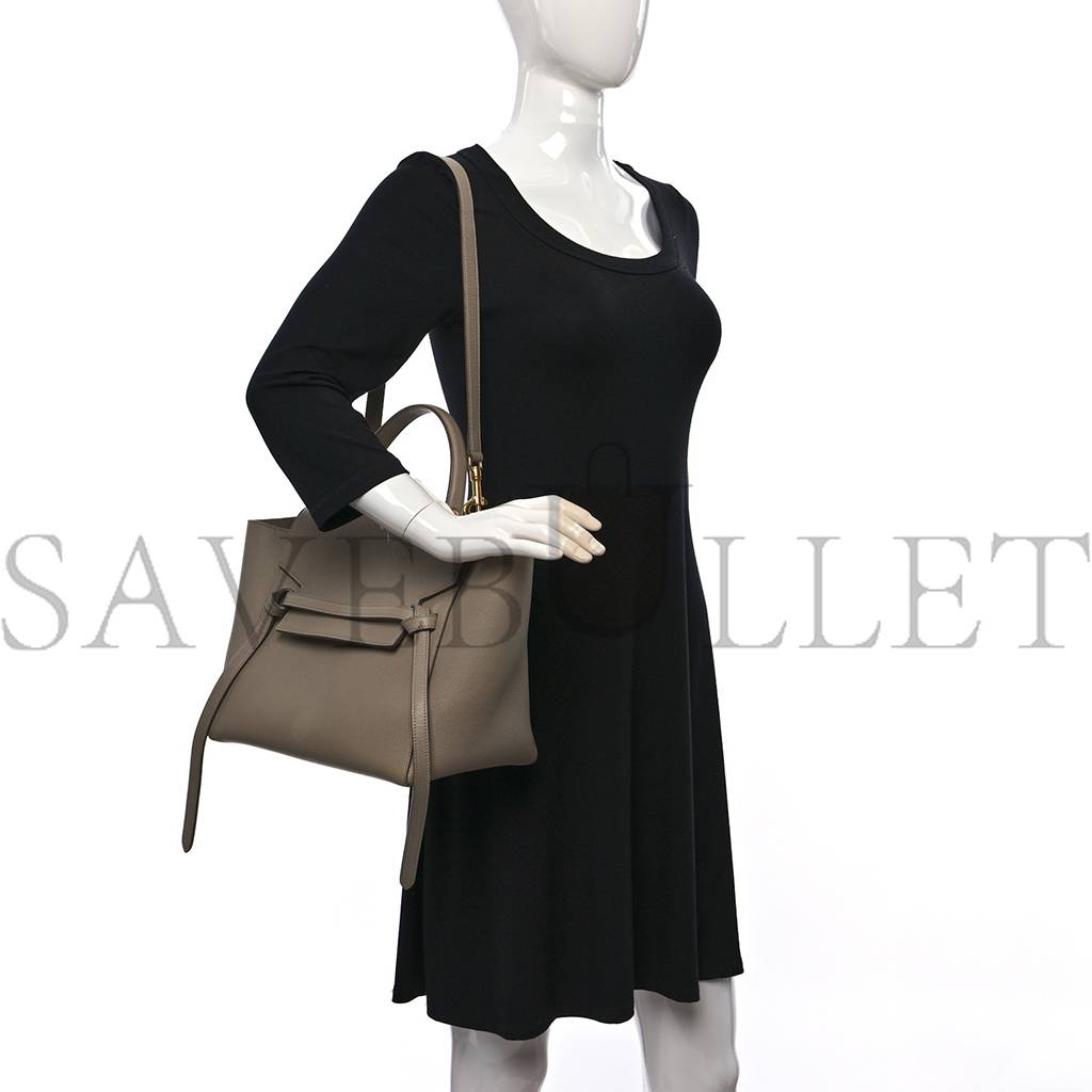 Ce**e grained calfskin micro belt bag light taupe (24*19*14cm)