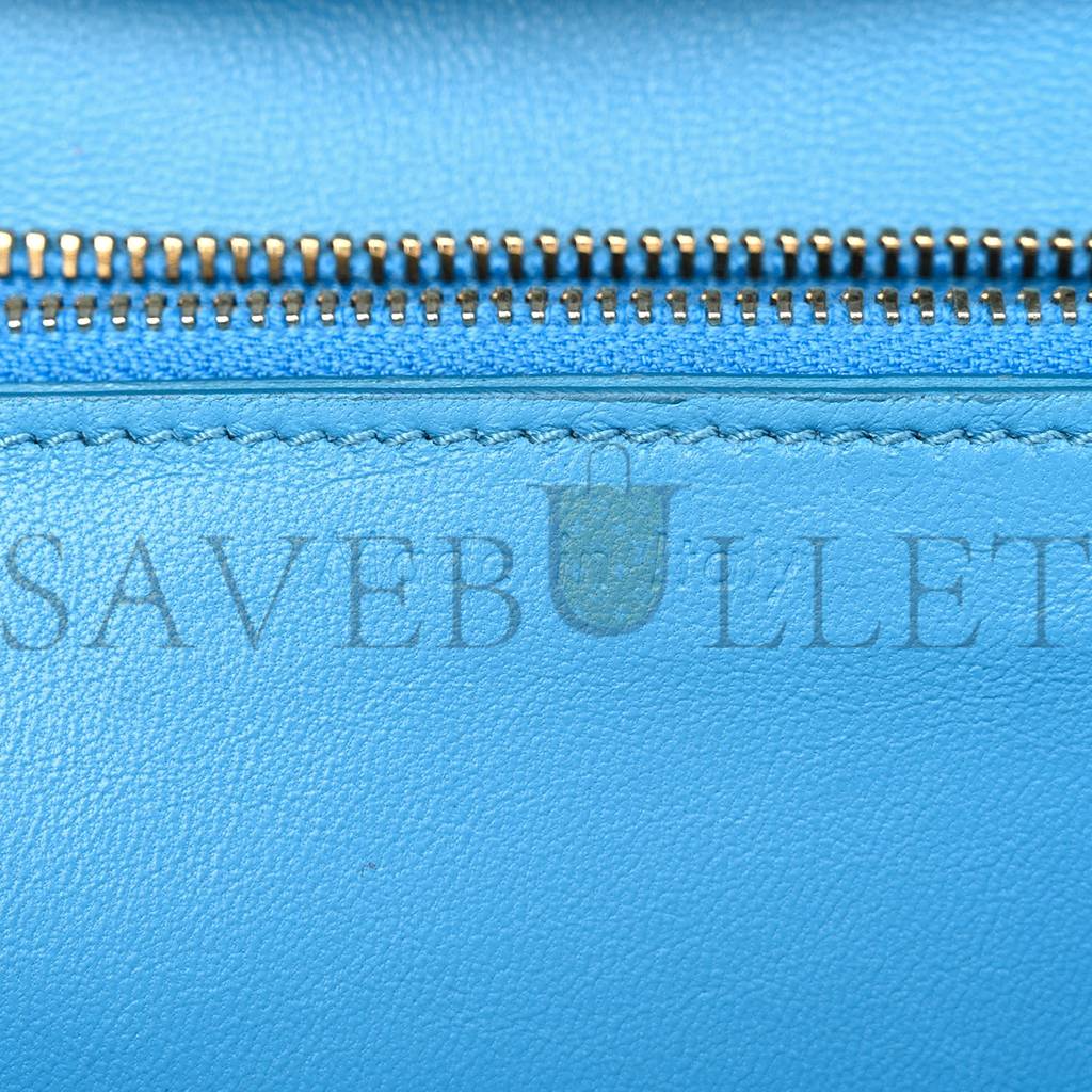 Ce**e box calfskin medium classic box flap bag blue (23*18*6cm)