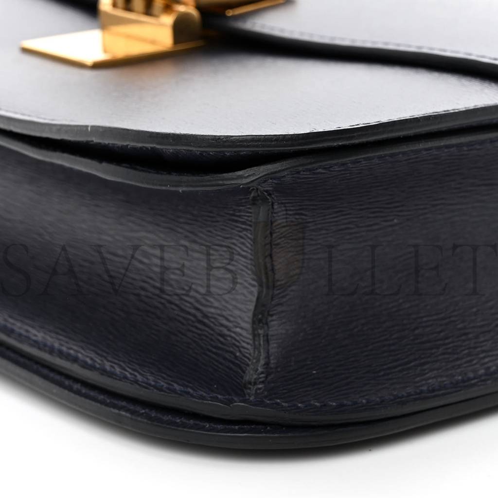 Ce**e liege calfskin medium classic box flap bag dark blue (23*18*6cm)