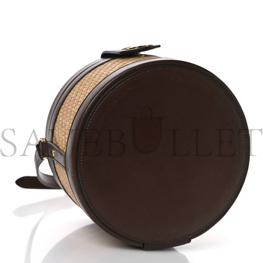 Ce**e raffia calfskin triomphe medium tambour bag natural (18*18*12cm)