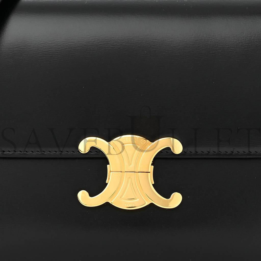 Ce**e shiny calfskin medium triomphe black (23*15*5cm)