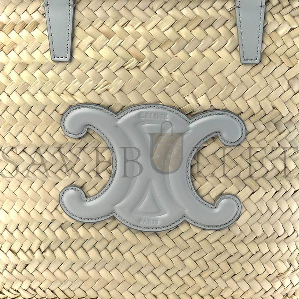 Ce**e raffia calfskin triomphe medium panier soft blue (25*25*13cm)