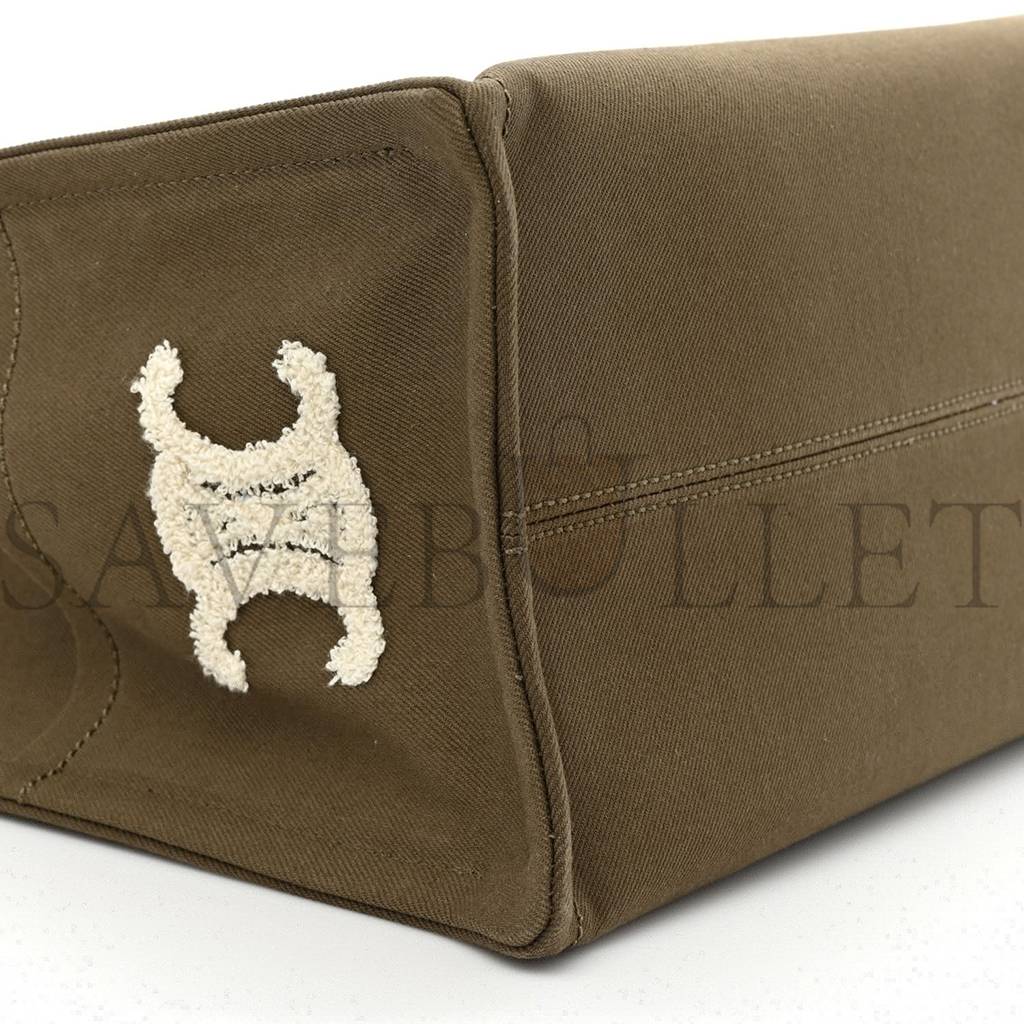 Ce**e canvas calfskin embroidered triomphe large cabas thais khaki tan (41*29*17cm)
