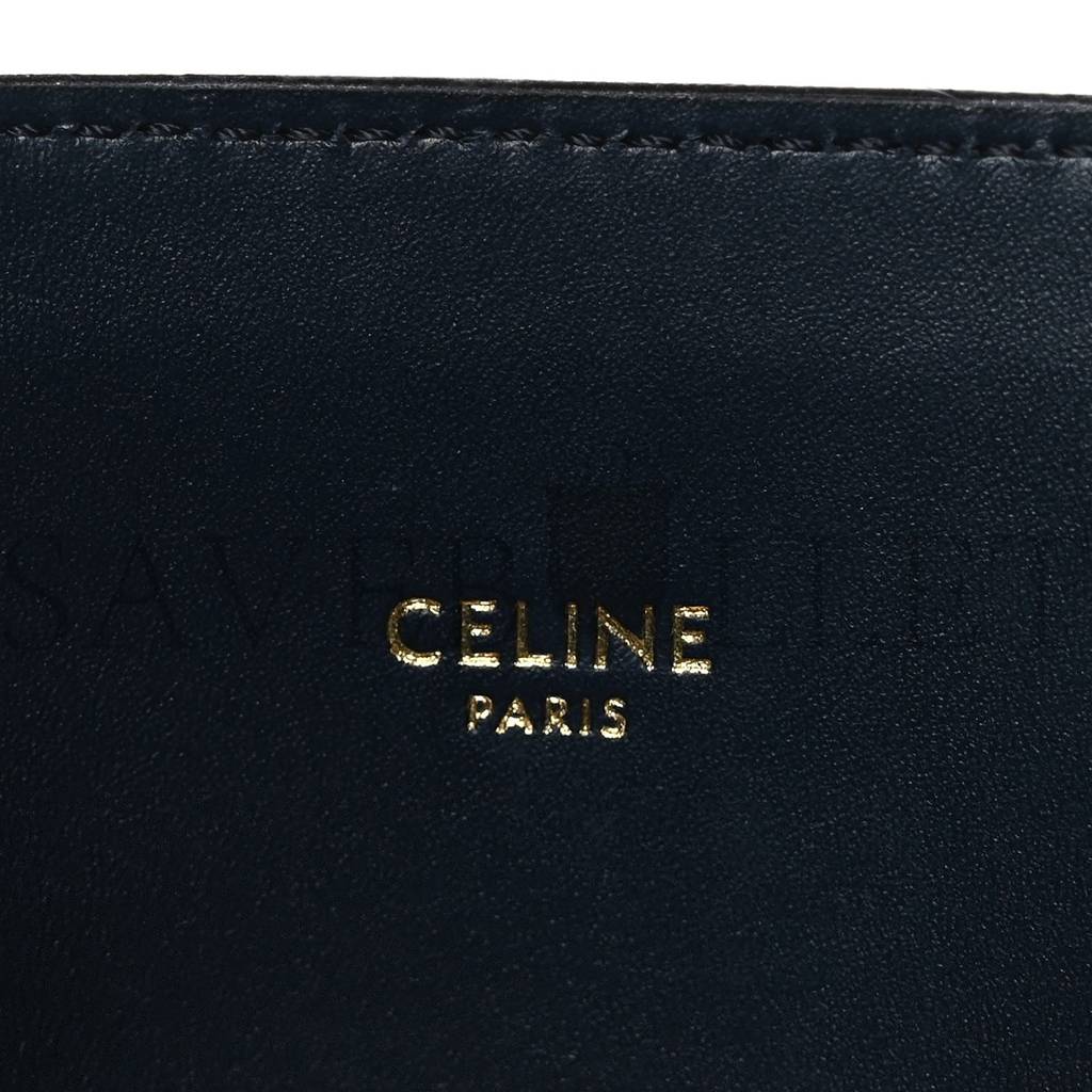 Ce**e canvas calfskin logo print small vertical cabas natural navy (32*28*8cm)