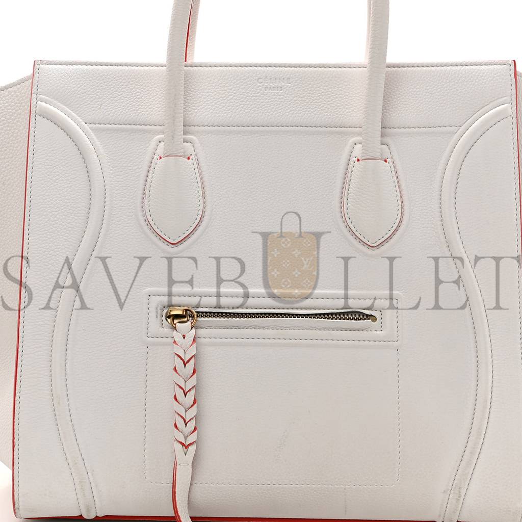 Ce**e grained calfskin medium phantom luggage white (30*29*24cm)